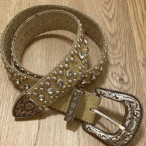 Guess studded belt tan small